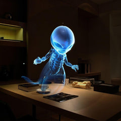 3D Hologram Fan Projector – Bluetooth LED Display for Holiday Lighting, Parties & Logo Animation with 224 Lights