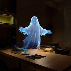 3D Hologram Fan Projector – Bluetooth LED Display for Holiday Lighting, Parties & Logo Animation with 224 Lights
