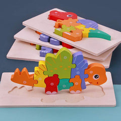 Children’s Educational Toy – Wooden 3D Dinosaur Puzzle Montessori Learning Set