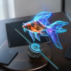 3D Hologram Fan Projector – Bluetooth LED Display for Holiday Lighting, Parties & Logo Animation with 224 Lights