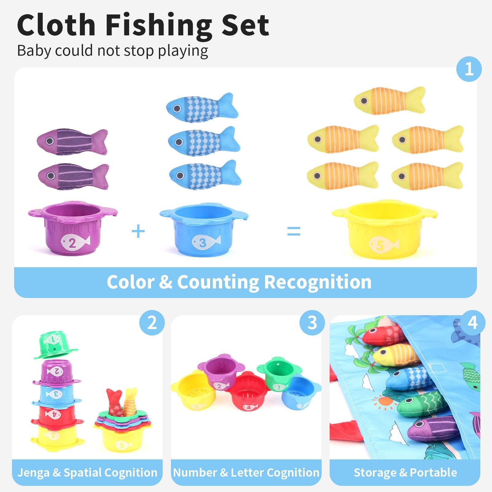 Baby Fishing Game Toy – 3D Plush Educational Toy for Crawling & Early Learning – Hand-Eye Coordination Training - Shofora Store
