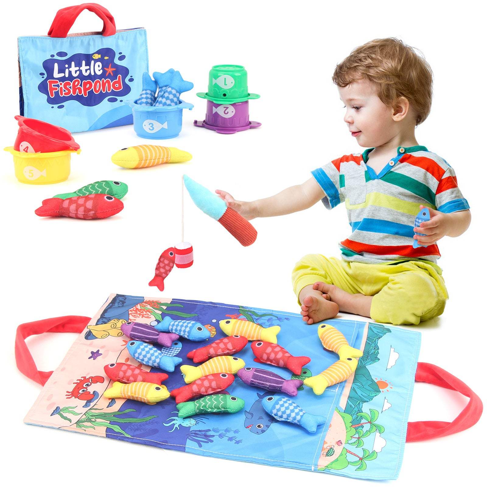 Baby Fishing Game Toy – 3D Plush Educational Toy for Crawling & Early Learning – Hand-Eye Coordination Training - Shofora Store