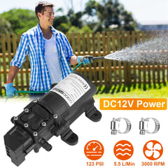 12V Water Pump – 130PSI Self Priming Diaphragm Sprayer for RV, Camper, Marine, and Garden Use