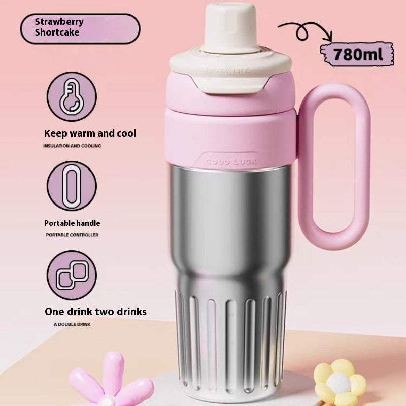 780ml Stainless Steel Insulated Thermos Water Bottle with Lid & Straw – Keeps Drinks Hot & Cold - Shofora Store