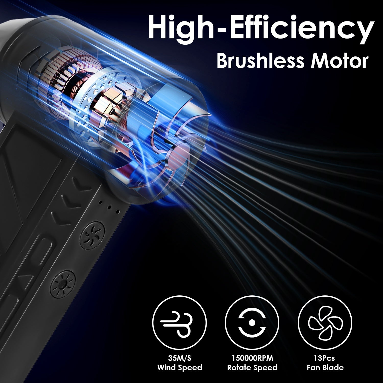 Compressed Air Duster – 150000RPM High-Speed Cordless Air Blower with LED & 4 Speeds for PC, Keyboard, Car & Home Cleaning