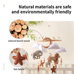 Baby Toy Bed Bell – Felt Animal Crib Mobile with Clouds & Moon for Hand-Eye Coordination