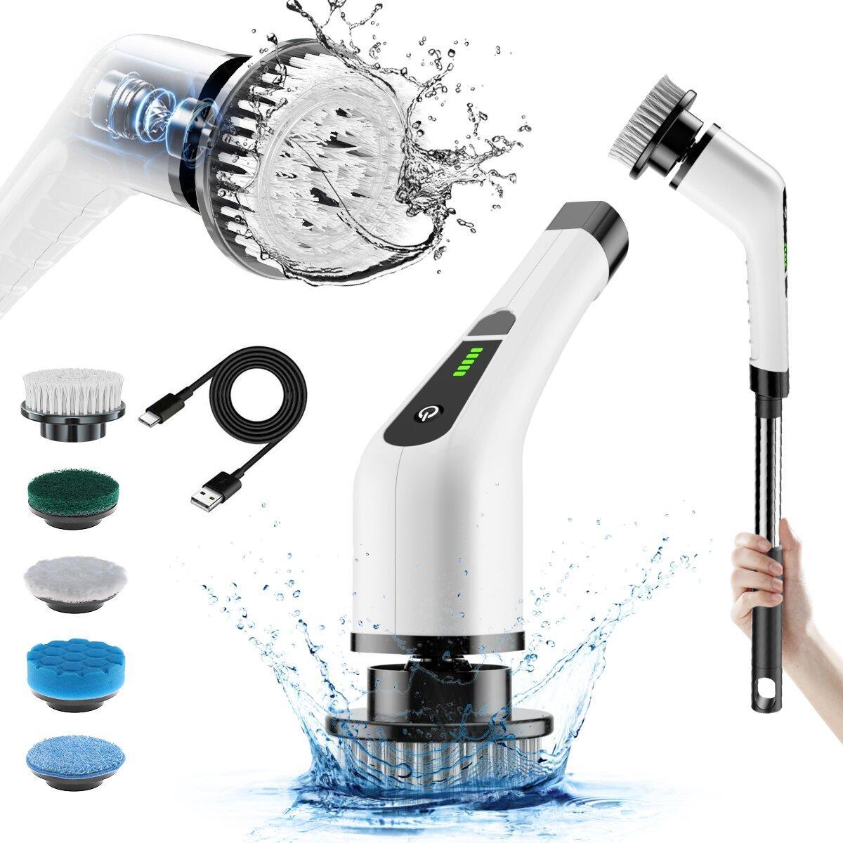 Electric Cleaning Brush CLE-01 – Powerful Bathroom Tile Scrubber & Grout Cleaner with 360° Rotation & 7 Heads