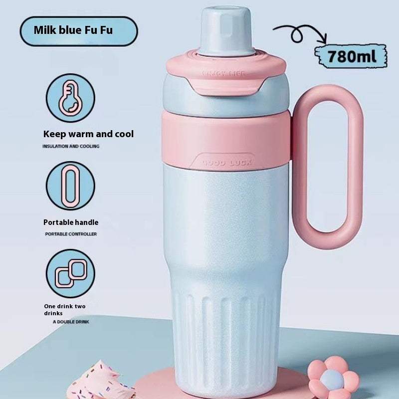 780ml Stainless Steel Insulated Thermos Water Bottle with Lid & Straw – Keeps Drinks Hot & Cold - Shofora Store