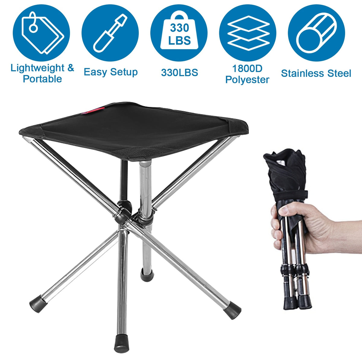 Portable Folding Chair – Lightweight Camping Stool with Carry Bag for Hiking, Fishing & Outdoor Adventures