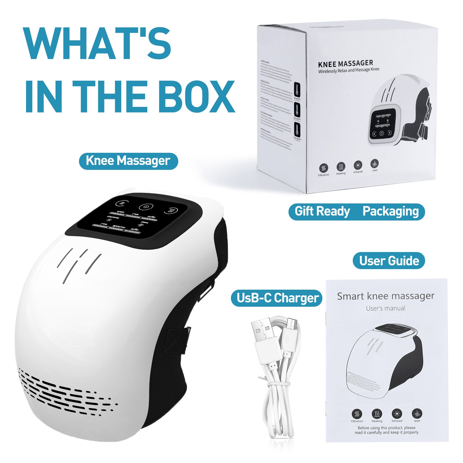 Pain Relief Knee Massager – Cordless Vibrating Heat Therapy for Arthritis & Joint Discomfort