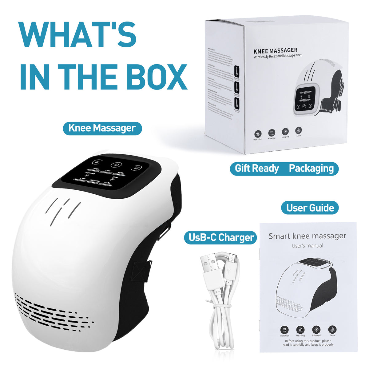 Pain Relief Knee Massager – Cordless Vibrating Heat Therapy for Arthritis & Joint Discomfort