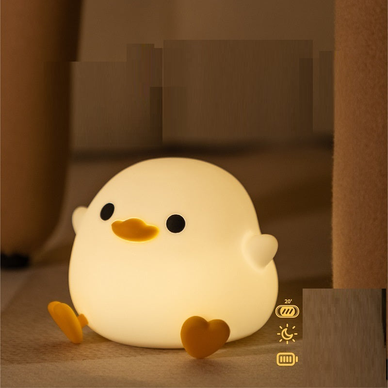Doudou Duck Night Light – Silicone Touch Sensor Lamp with Timer & USB Rechargeable Bedside Light for Kids