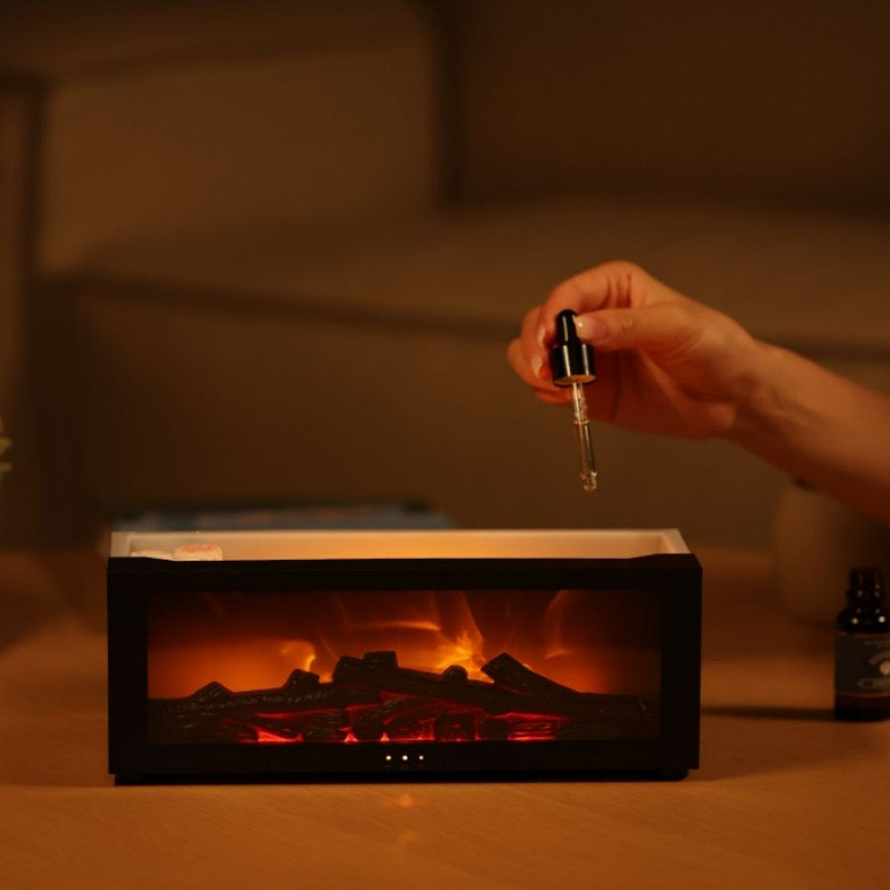 Fireplace Flame Essential Oil Diffuser – LED Aromatherapy Machine & Mist Humidifier with Remote Control and 150ml Tank
