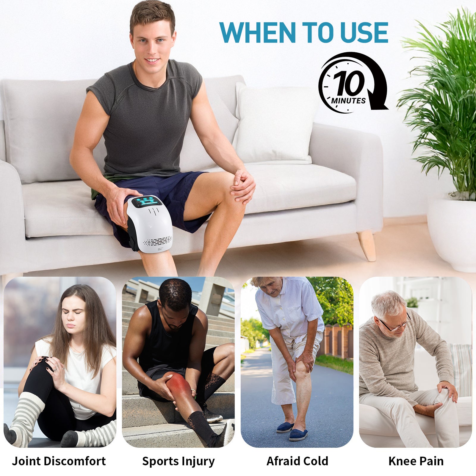 Pain Relief Knee Massager – Cordless Vibrating Heat Therapy for Arthritis & Joint Discomfort