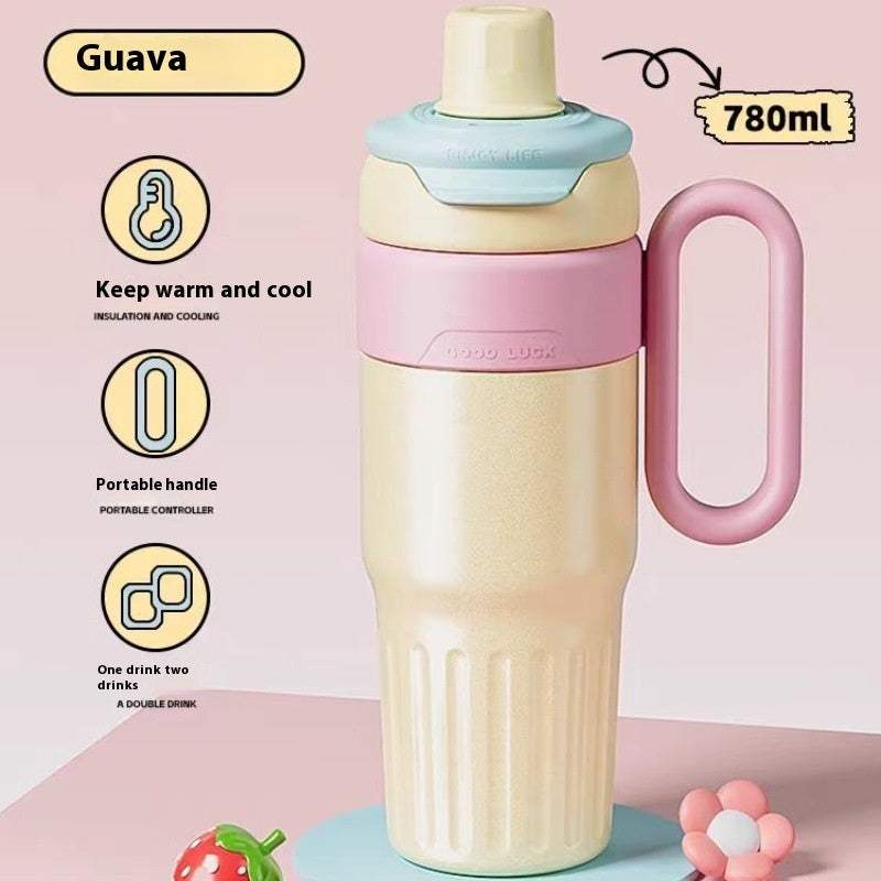 780ml Stainless Steel Insulated Thermos Water Bottle with Lid & Straw – Keeps Drinks Hot & Cold - Shofora Store