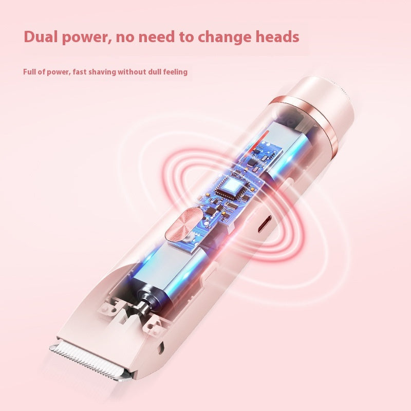 2-in-1 Electric Razor for Women – Wet & Dry Body Shaver with Bikini Trimmer and Dual Head Design