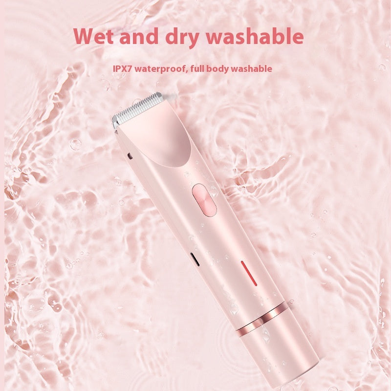 2-in-1 Electric Razor for Women – Wet & Dry Body Shaver with Bikini Trimmer and Dual Head Design