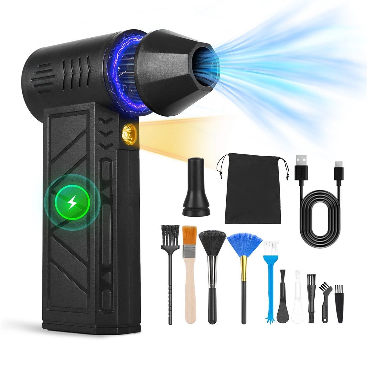 Compressed Air Duster – 150000RPM High-Speed Cordless Air Blower with LED & 4 Speeds for PC, Keyboard, Car & Home Cleaning