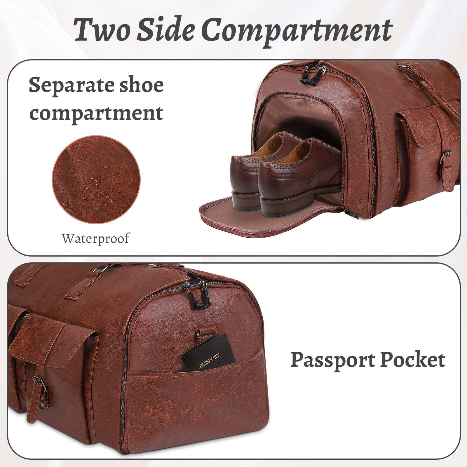 Men’s Leather Suit Travel Duffel Bag – Large Capacity Garment Carry-On with Shoulder Strap - Shofora Store