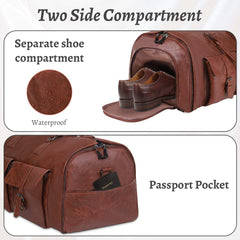 Men’s Leather Suit Travel Duffel Bag – Large Capacity Garment Carry-On with Shoulder Strap - Shofora Store