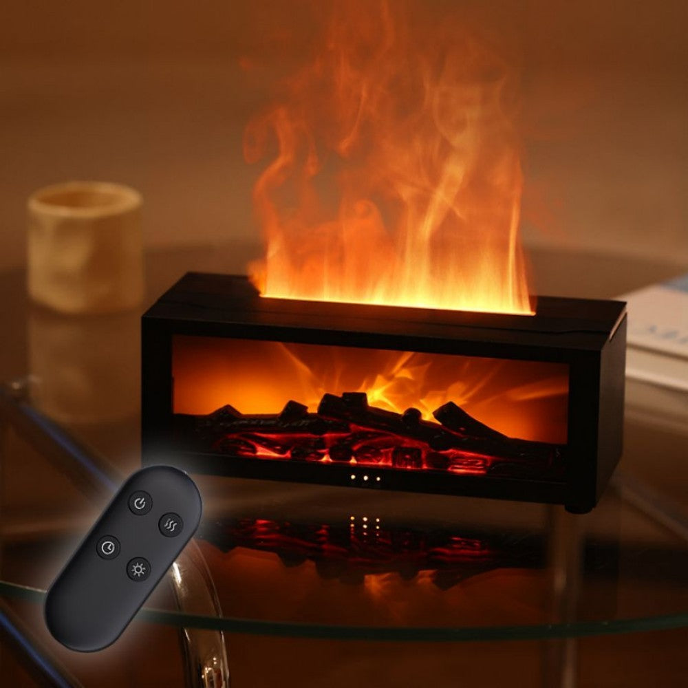 Fireplace Flame Essential Oil Diffuser – LED Aromatherapy Machine & Mist Humidifier with Remote Control and 150ml Tank