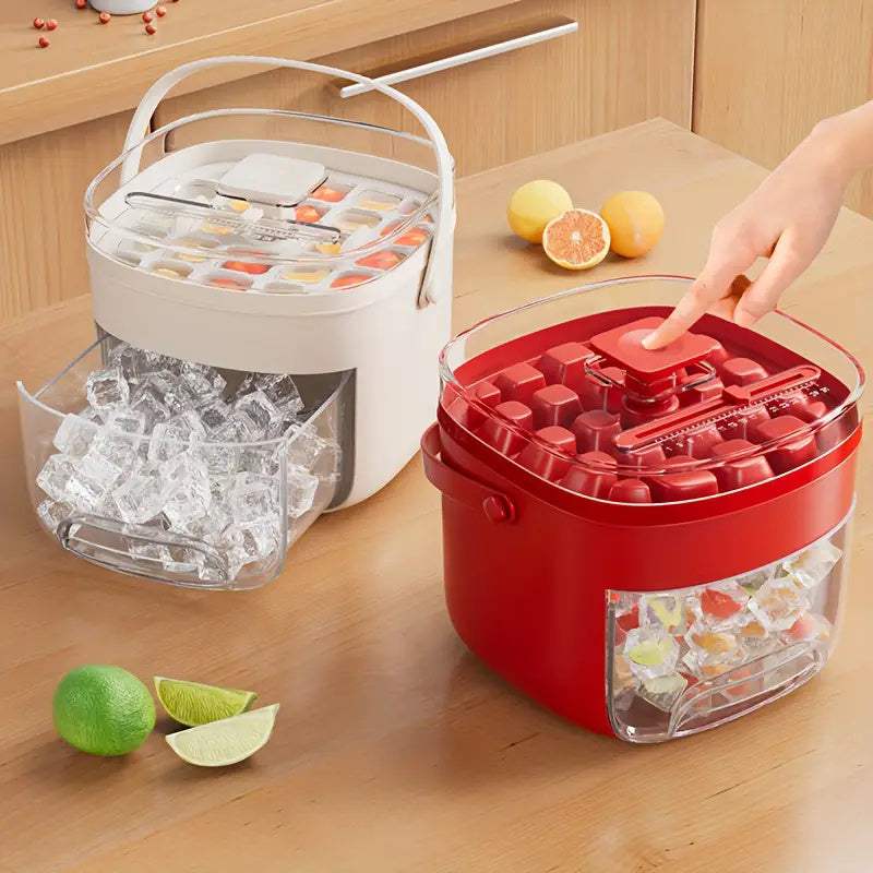 Push-Release Ice Tray with Lid – Stackable Large-Capacity Ice Bucket for Freezer, Easy-Clean 48 Grid Portable Ice Maker - Shofora Store