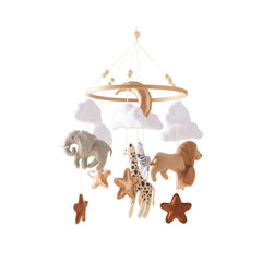 Baby Toy Bed Bell – Felt Animal Crib Mobile with Clouds & Moon for Hand-Eye Coordination
