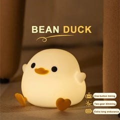 Doudou Duck Night Light – Silicone Touch Sensor Lamp with Timer & USB Rechargeable Bedside Light for Kids