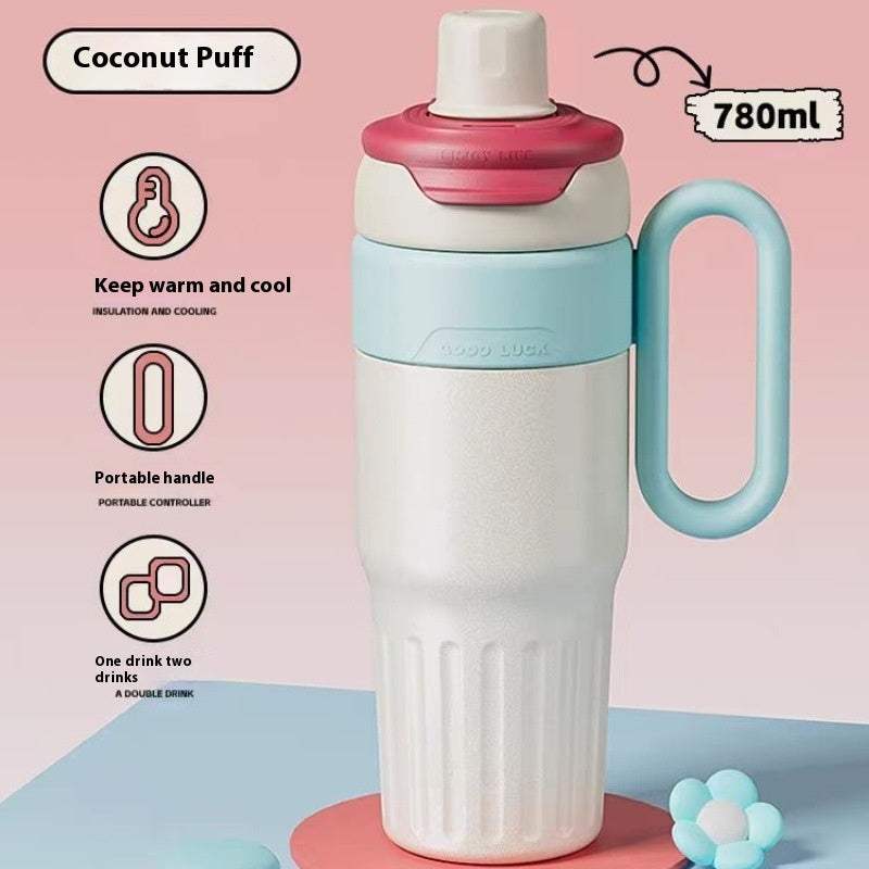 780ml Stainless Steel Insulated Thermos Water Bottle with Lid & Straw – Keeps Drinks Hot & Cold - Shofora Store