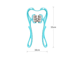 6-Roller Manual Neck Massager – Jade Scraper Included – Deep Tissue Muscle Relaxer Tool for Neck, Back, Legs, and Shoulders