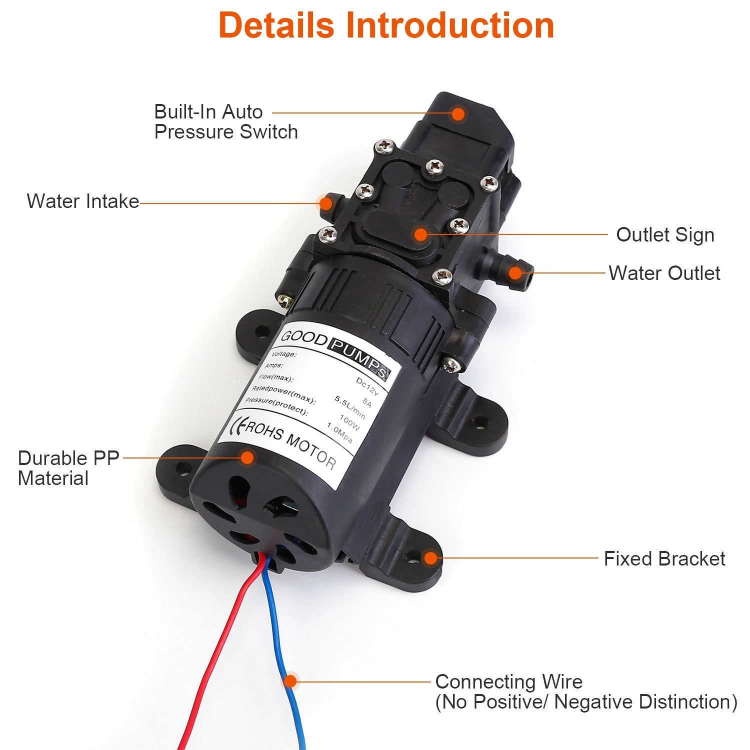 12V Water Pump – 130PSI Self Priming Diaphragm Sprayer for RV, Camper, Marine, and Garden Use