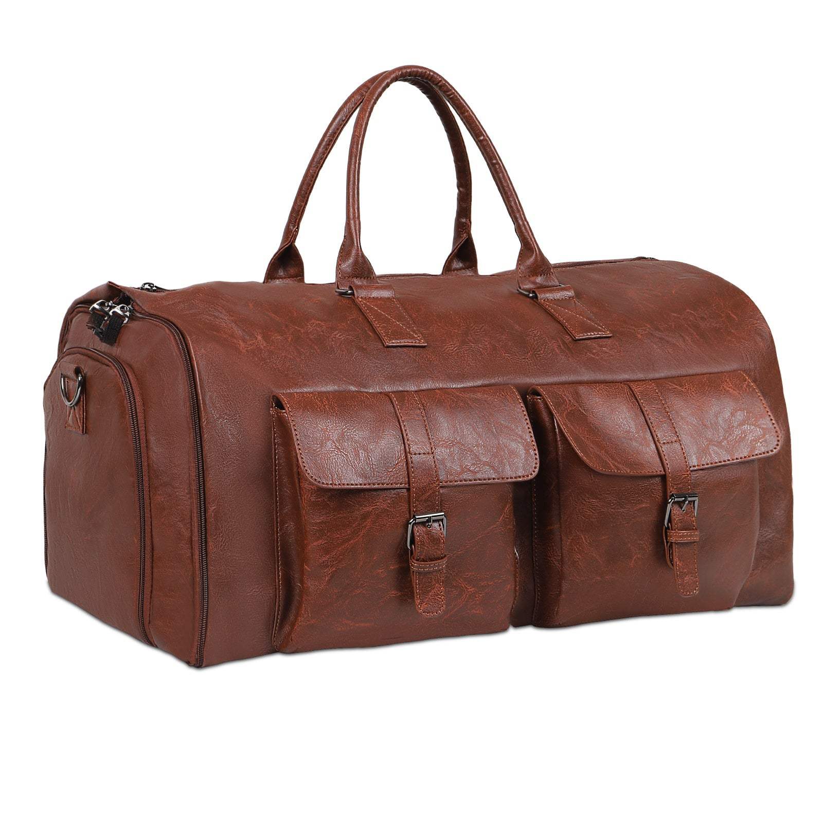 Men’s Leather Suit Travel Duffel Bag – Large Capacity Garment Carry-On with Shoulder Strap - Shofora Store
