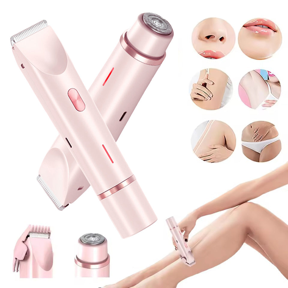 2-in-1 Electric Razor for Women – Wet & Dry Body Shaver with Bikini Trimmer and Dual Head Design