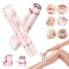 2-in-1 Electric Razor for Women – Wet & Dry Body Shaver with Bikini Trimmer and Dual Head Design