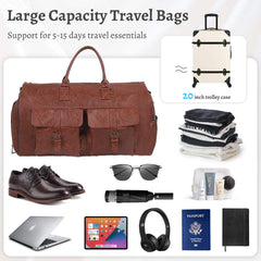 Men’s Leather Suit Travel Duffel Bag – Large Capacity Garment Carry-On with Shoulder Strap - Shofora Store