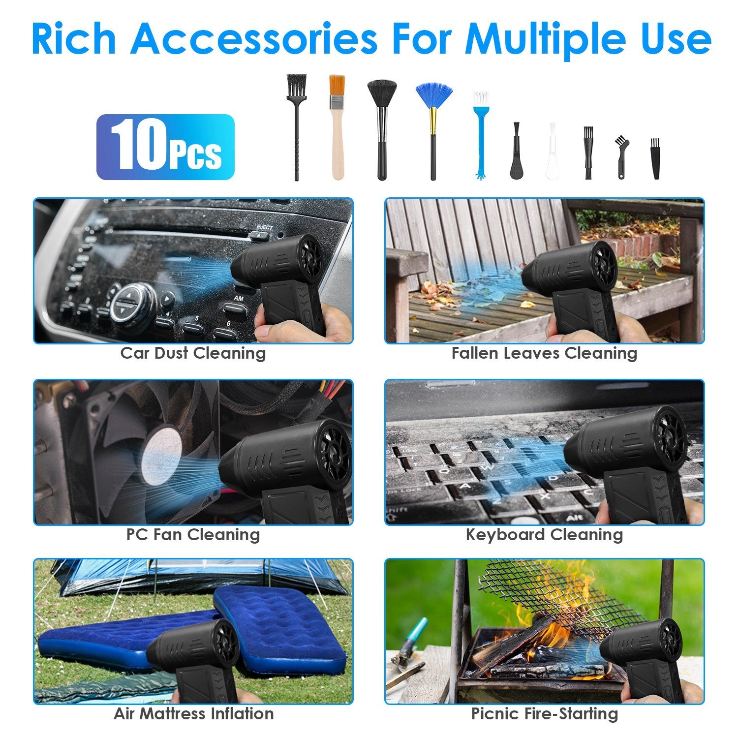 Compressed Air Duster – 150000RPM High-Speed Cordless Air Blower with LED & 4 Speeds for PC, Keyboard, Car & Home Cleaning