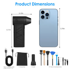 Compressed Air Duster – 150000RPM High-Speed Cordless Air Blower with LED & 4 Speeds for PC, Keyboard, Car & Home Cleaning