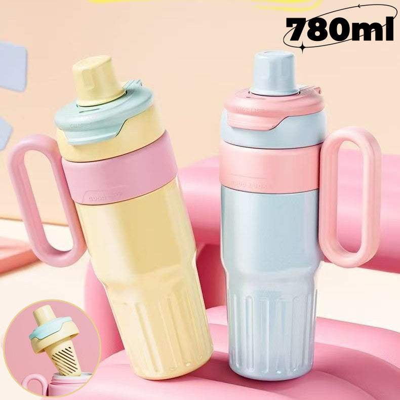 780ml Stainless Steel Insulated Thermos Water Bottle with Lid & Straw – Keeps Drinks Hot & Cold - Shofora Store