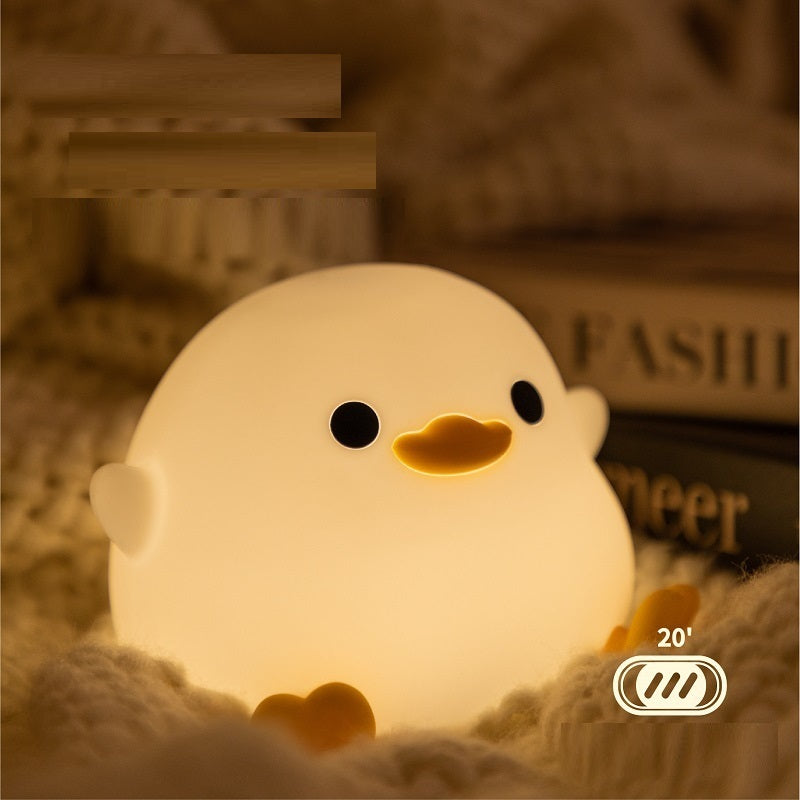 Doudou Duck Night Light – Silicone Touch Sensor Lamp with Timer & USB Rechargeable Bedside Light for Kids