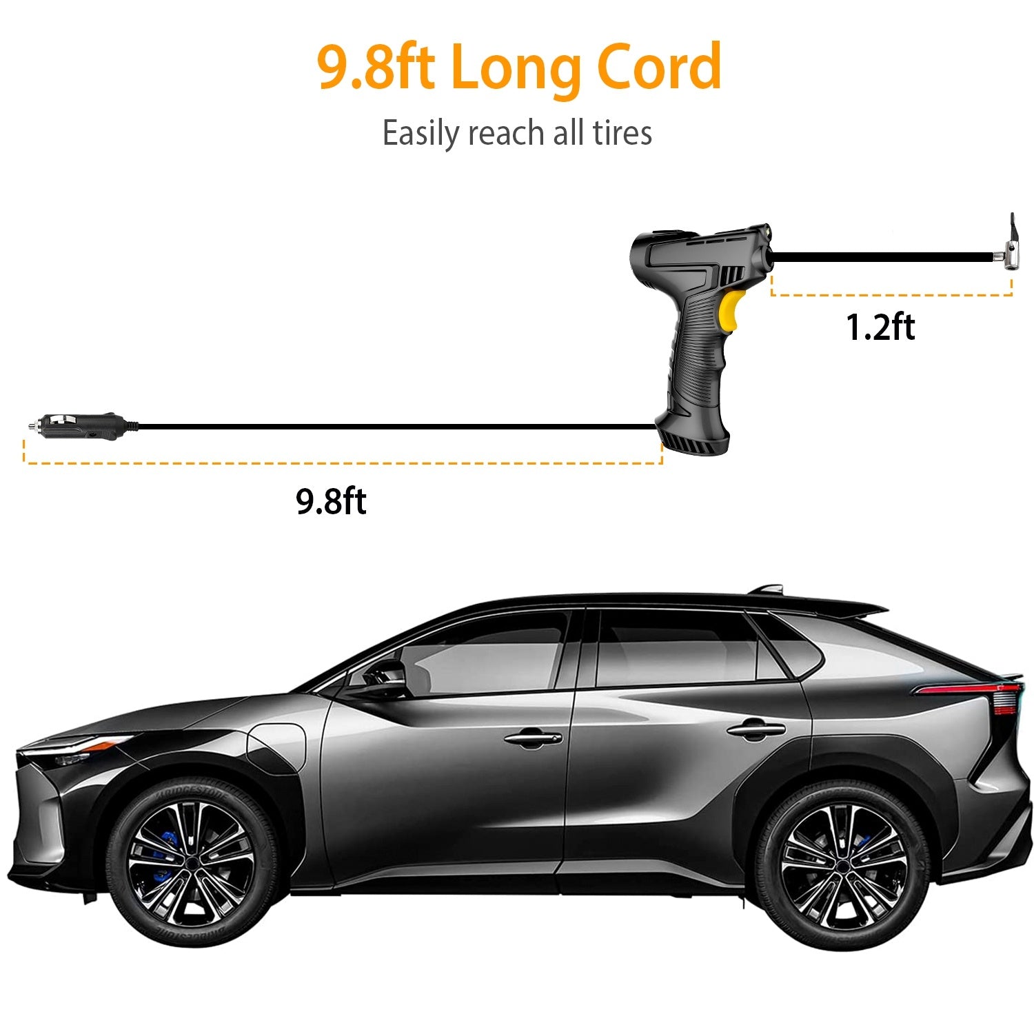 Portable Car Tire Inflator – 150PSI 12V Digital Air Compressor with LED Light & Auto Shut-Off