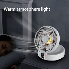 Portable Ceiling Fan with Remote Control – Rechargeable Folding Mini Air Cooler with Night Light for Home & Travel